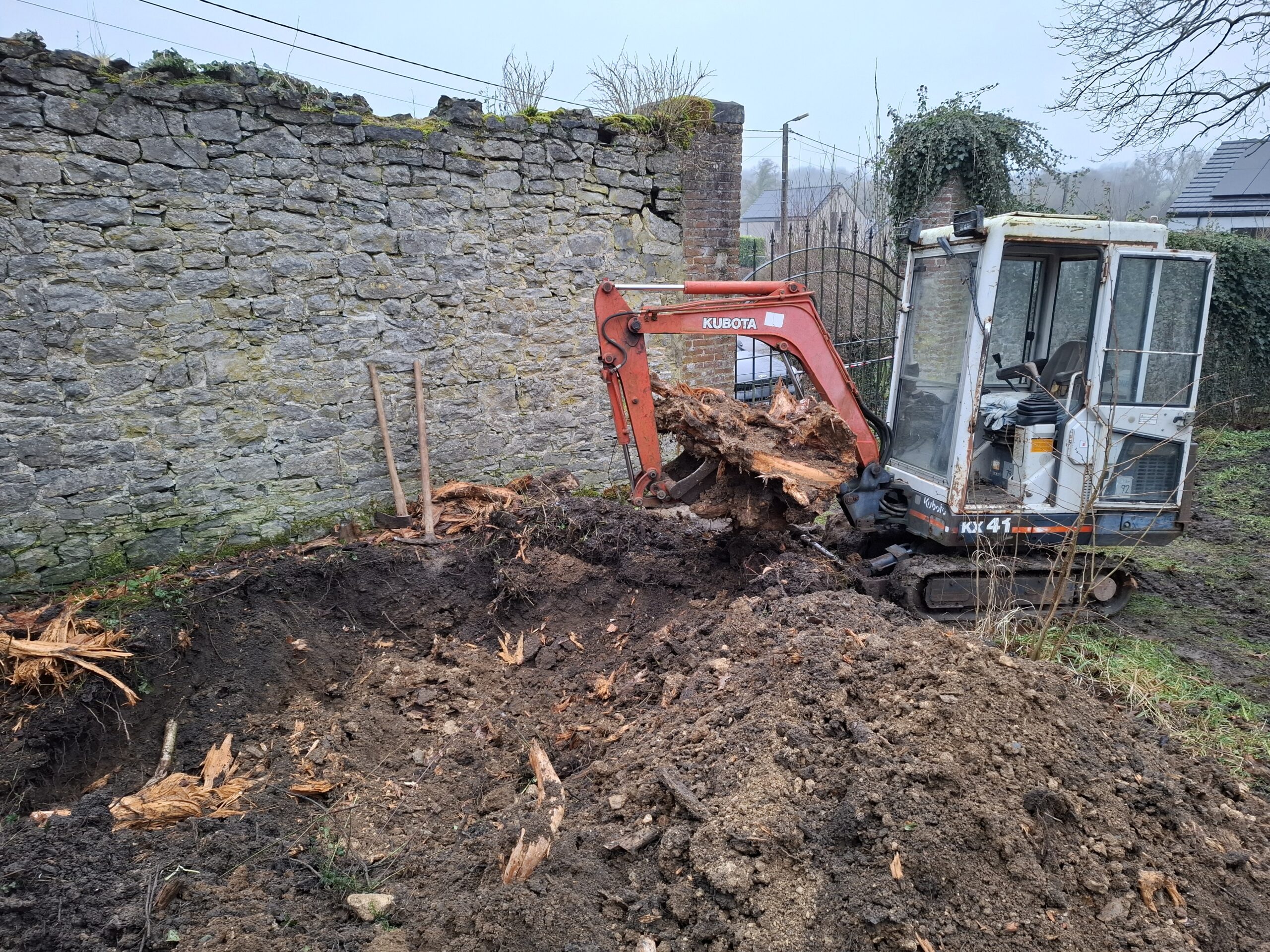 Dessouchage dans le jardin